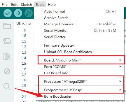 USBasp flash atmega328p